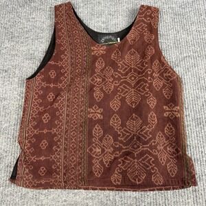 Vtg 90s Synergy Tank Top Womens S 100% Cotton Ikat Batik Hippie Festival Artisan
